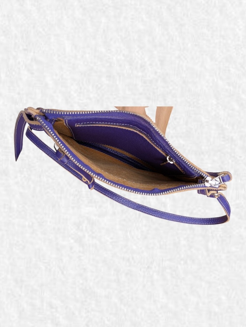 Roots Purple Pebbled Leather Crossbody Bag with Adjustable Strap - Picture 5 of 7